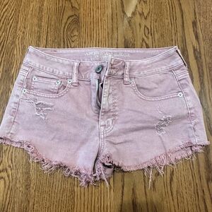 American Eagle Outfitters Light Pink Frayed Jean Shorts